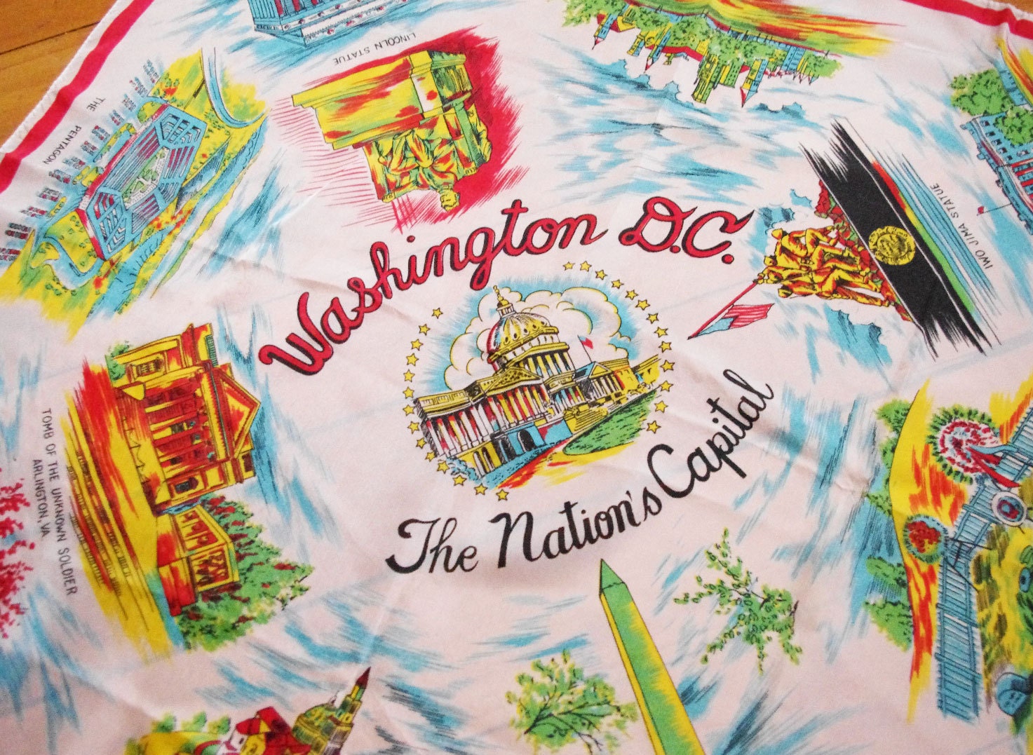 1960's Washington DC Nation's Capitol Souvenir Scarf