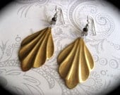 Deco Leaf Earrings - feminine art deco leaves with labradorite, pyrite and Swarovski crystals