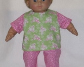 On Sale American Girl Doll Shirt and Capris  Springtime Bunnies Green with Pink  Bitty Baby   Handmade Clothes