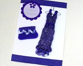 Paper Quilling Greeting Paper Quilled Card Vintage BirthdayPurple Sequin DRESS and EVENING Bag Birthday Handmade by Enchanted Quilling