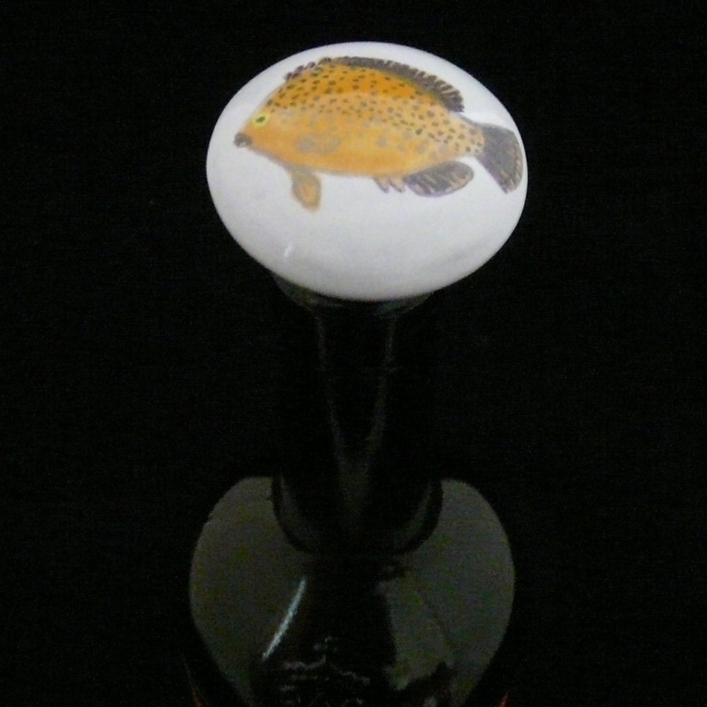 Majolica WIne Bottle Stopper with Orange Angelfish