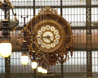 Paris Photography - Musee D'orsay Gold Clock - french home decor - 8x10 Fine Art Photograph