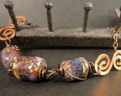 Purple Rustic Glass and Copper Necklace