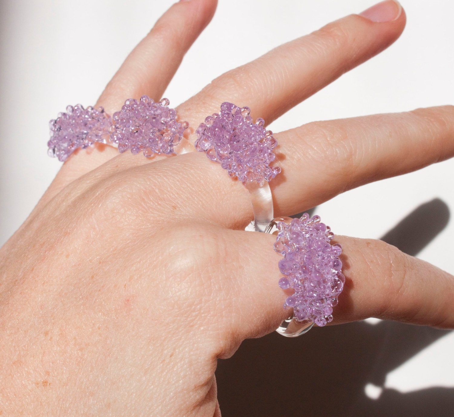 Glass Cluster Ring - Lilac
