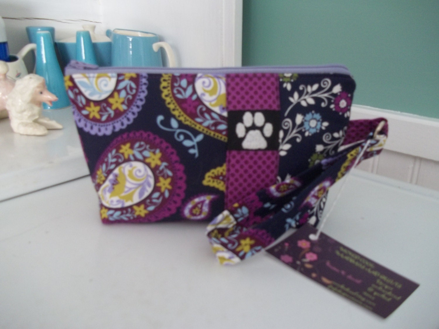 Fun 'N Funky Embroidered Pawprint Wristlet