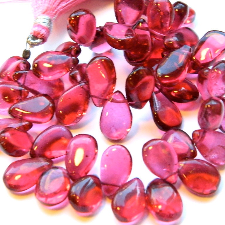 Deep Pink Quartz 11MM X 8MM Smooth Polished Teardrop Briolettes -- 4 Inch Strand - 22 Stones - Semiprecious Stone - Gemstone Bead