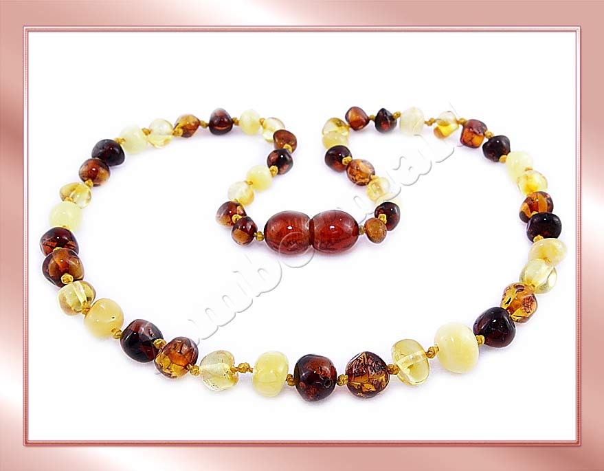 Multicolored amber teething necklace - BIG baroque beads