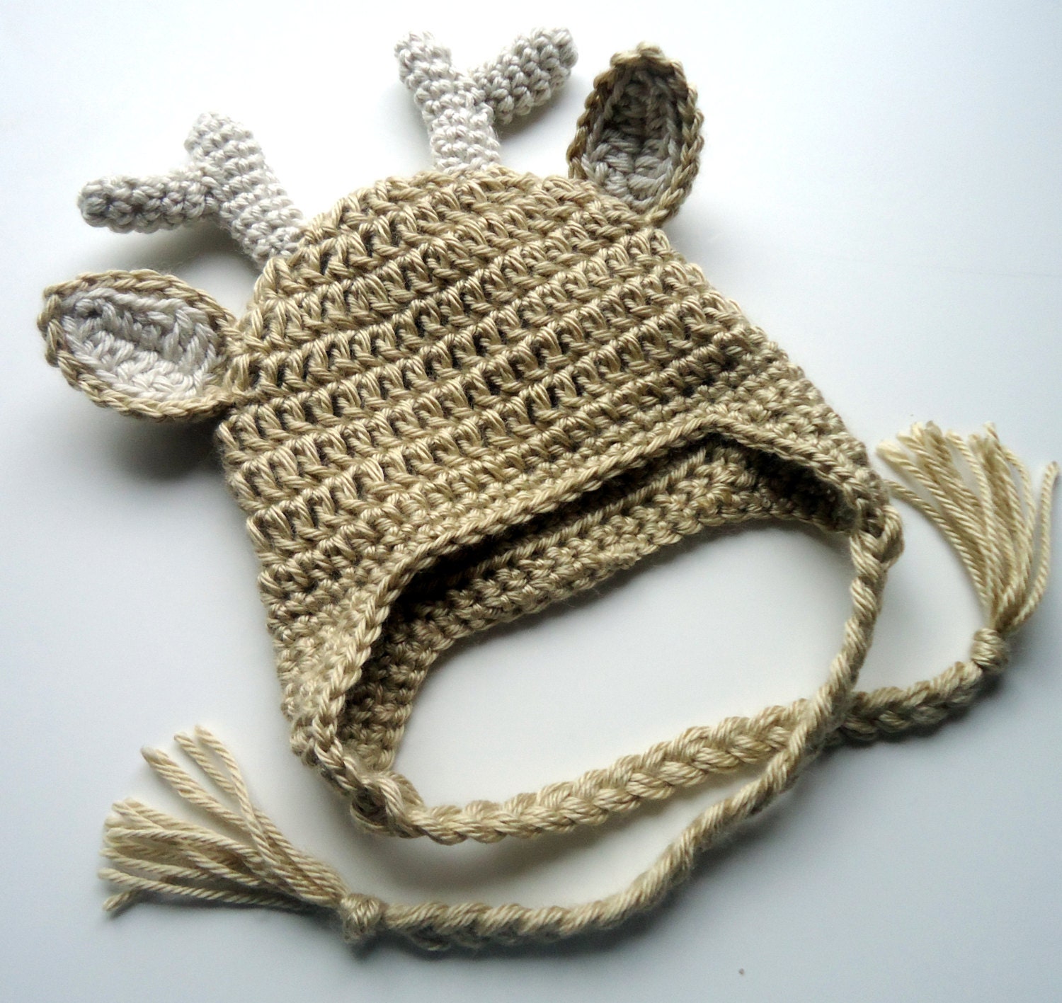 Crochet Baby Hat, Deer Hat, Fawn Hat, Crochet baby hat with Ear Flaps, MADE TO ORDER in your size request