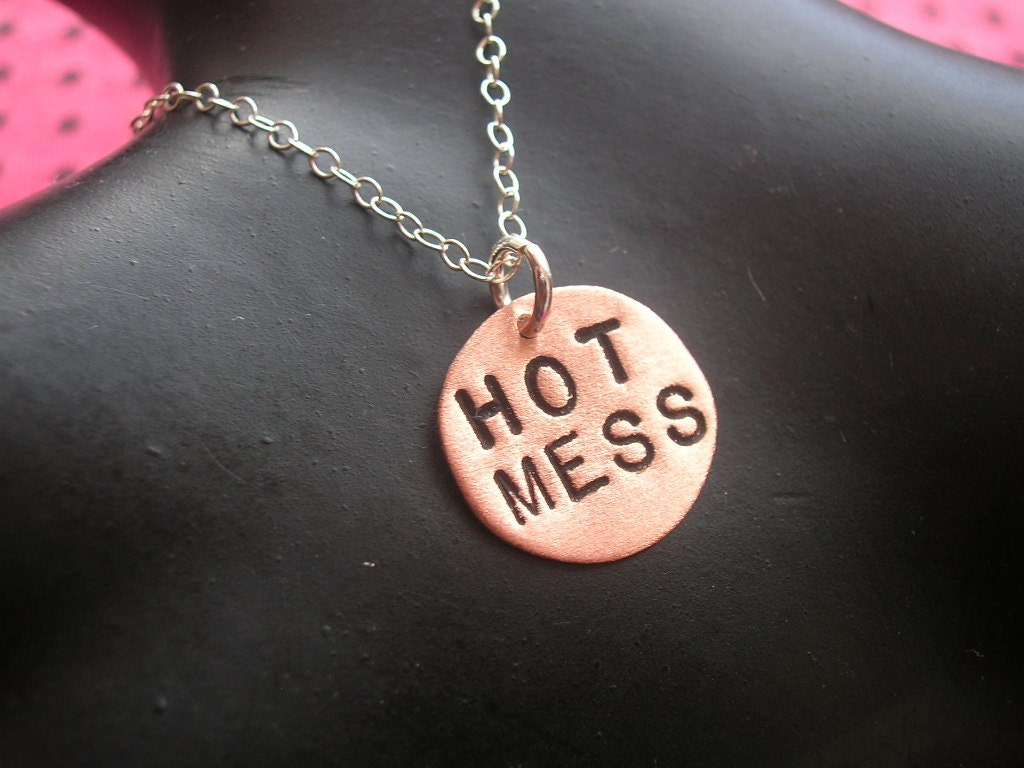 HOT MESS--Copper Disc Necklace, Round Necklace, Metalwork, Metal Pendant, Circle, Metal Taboo