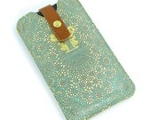 Leather iPhone  / new iTouch Case - Teal lace