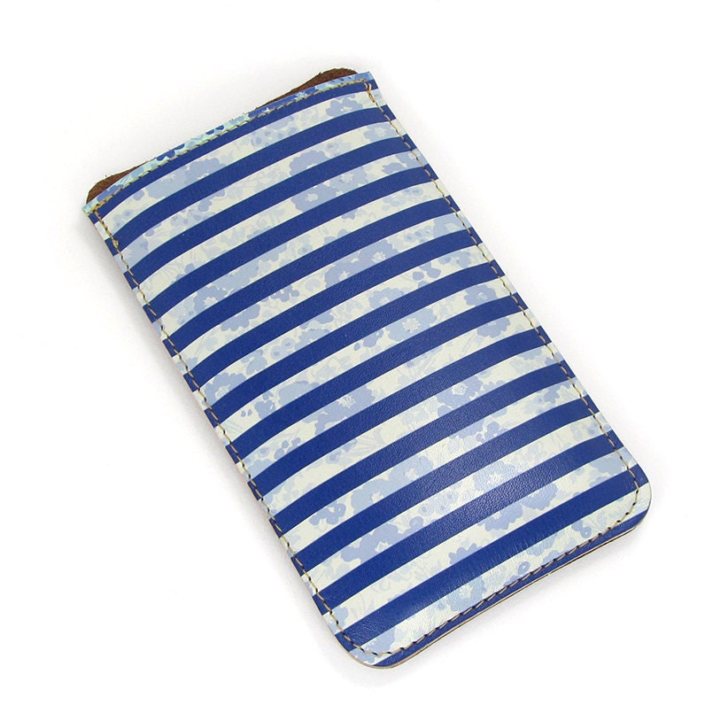 Leather iPhone / iTouch sleeve case - Floral stripes