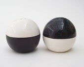 Salt and Pepper Shakers- Black and White Ball - FREE SHIPPING