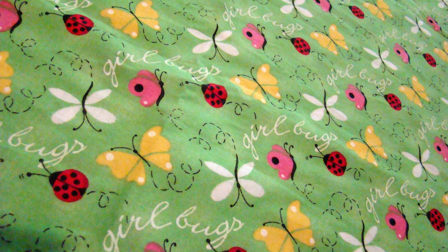 Whimsical Girl Bugs Pillowcase /  Reclaimed Bed  Linens