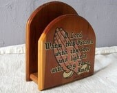 Vintage Napkin Holder, Wood Napkin Holder, Vintage Kitchen