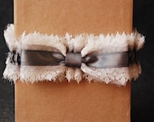 Wedding Garter - Gray Chiffon and Lace Bridal Garter with Bow - Emmi