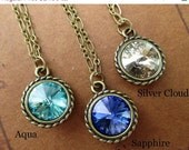 Memorial Day SALE 15% Off Graduation Gift Birthstone Necklace Swarovski Crystal Bridesmaid Jewelry Sapphire Blue Necklace Aqua Blue SPARKLE