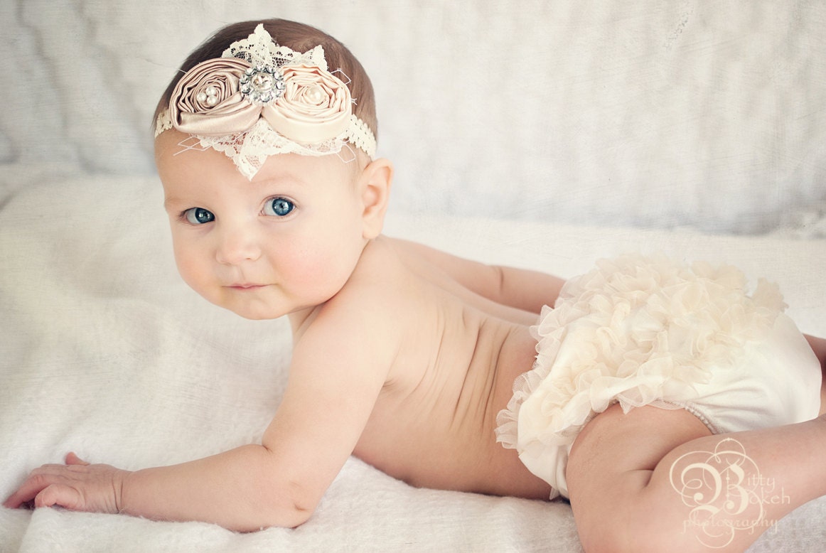 Baby Bloomers ..Ruffle Bloomers...Baby Diaper Cover... Ivory Bloomers..Many Colors available