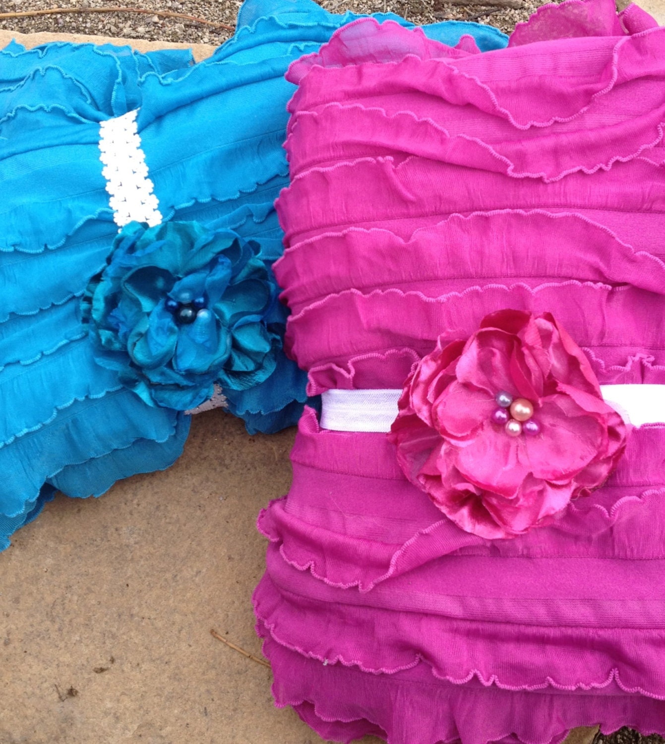Baby Headband and ruffled wrap..SALE Priced... Ready to Ship... Baby wrap and matching flower headband.. Newborn swaddler...Ruffle fabric