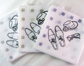 Men's Handkerchiefs, 3 Silk-Screened Sneezy Sheets with hat, shoes and glasses