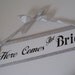 Wedding Sign HERE COMES The BRIDE ring bearer, photo prop, black pink