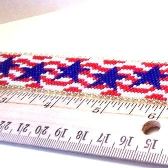 Memorial Day Stars and Stripes USA Flag Hand Beaded Bracelet