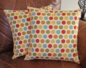 Throw Pillow Covers - 16x16" Set of 2 sewn with Home Essential's Freckles in Aspen by Waverlys - Multi-color Polka Dots Pillow Covers