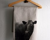 Teatowel screenprinted with mrs Cow