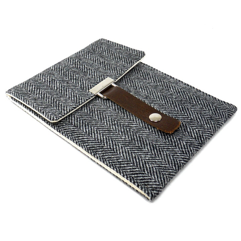 Kindle/Nook case - gray herringbone