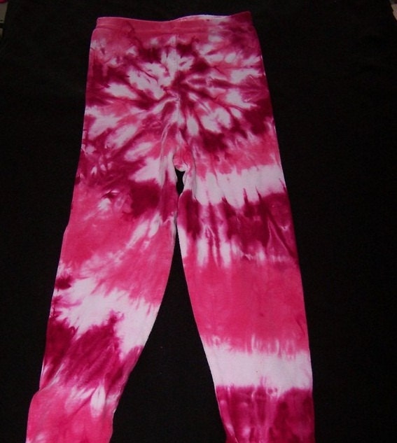Hot Pink and Fuschia Spiral Tie Dyed  Women's Cotton Leggings Choose Your Size