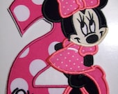 Iron On Applique - Birthday Girl or Boy  Mouse with Numbers or Letters