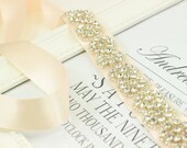 Bridal Beaded Sash / Rhinestone Wedding Belt 18"  (Luminous Daisy Sash)