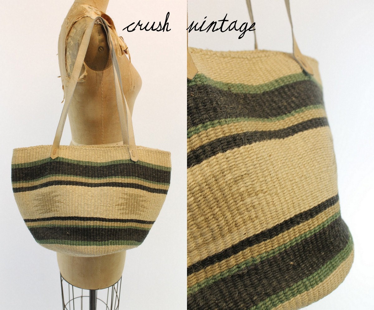 1980s Aztec Tote / 80s Twine Tote Bag / The Festival Hopper Tote
