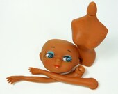 Vintage Doll Parts Plastic Doll Face Dress Form Body Arms Brown Kawaii Eyes Retro Craft Supplies PeachyChicBoutique on Etsy