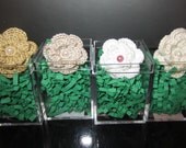 Crochet Flower Ring, Cotton with FW Pearl Ring, Women, Teens, Bridesmaid Gift