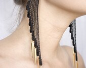 Lace earrings - Dark Angel - Black and gold