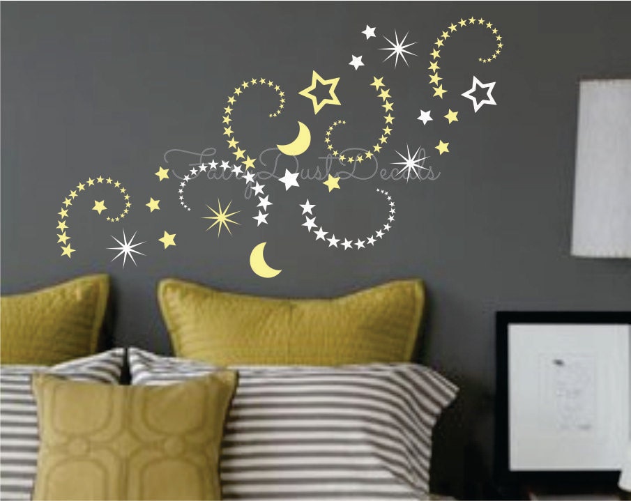 Decal Shooting Stars and Moon vinyl wall decals