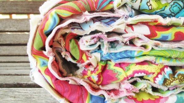 Picnic Quilt Throw, Rag, Joyful Bliss, ALL NATURAL, fresh modern handmade, READY to ship