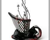 Frightful Disaster.... BxW Striped Hat with Blood N Branches