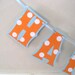 HAPPY BIRTHDAY Banner - Orange and White Polka Dots on Baby Blue