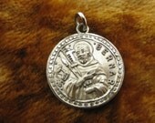 Pendant - Charm - Sterling Silver - St Bernard Pendant - Religious Charm - Signed Creed Sterling - Saint Bernard Medallion