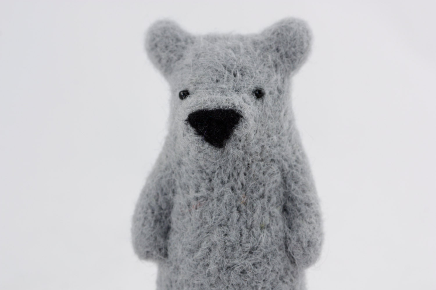 Felted grey bear brooch