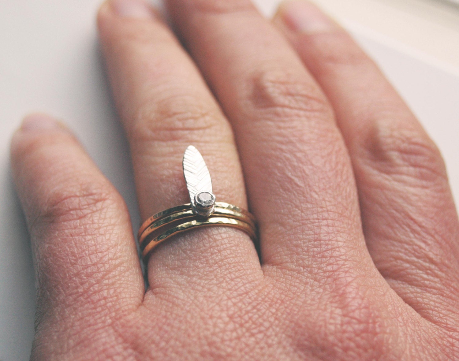 Personalized 14k gold filled and Sterling Silver Sacagawea stackable ring set - MADE TO ORDER