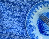 Vintage Marimekko Oval Tablecloth in Sky Blue and White  91" x 98"
