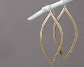 Brass Leaf Artisan Earrings- Handcut Modern Open Leaf
