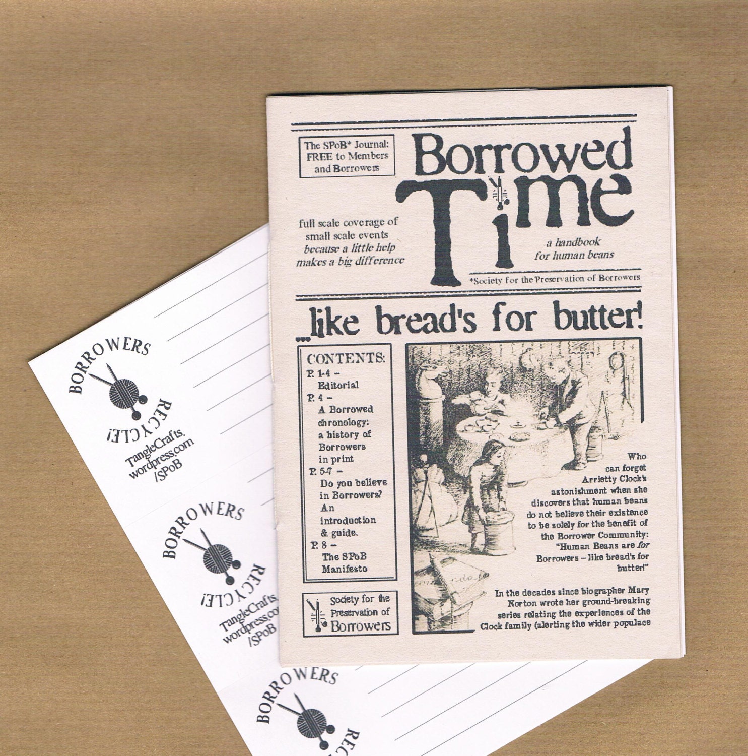 BORROWERS RECYCLE - zine inc envelope & re-use labels - postal upcycling kit