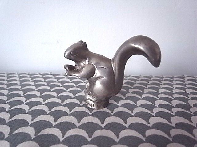 Vintage Silver Tone Squirrel Figurine