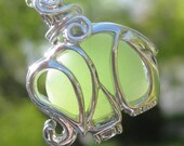 Sea Glass Necklace- Elephant Locket - Jadeite Rare SeaGlass