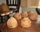 Primitive 3 inch Bee Skep handmade with jute.  Dipped in pure beeswax and rubbed with spices.  Perfect for Honey or Hive themed showers