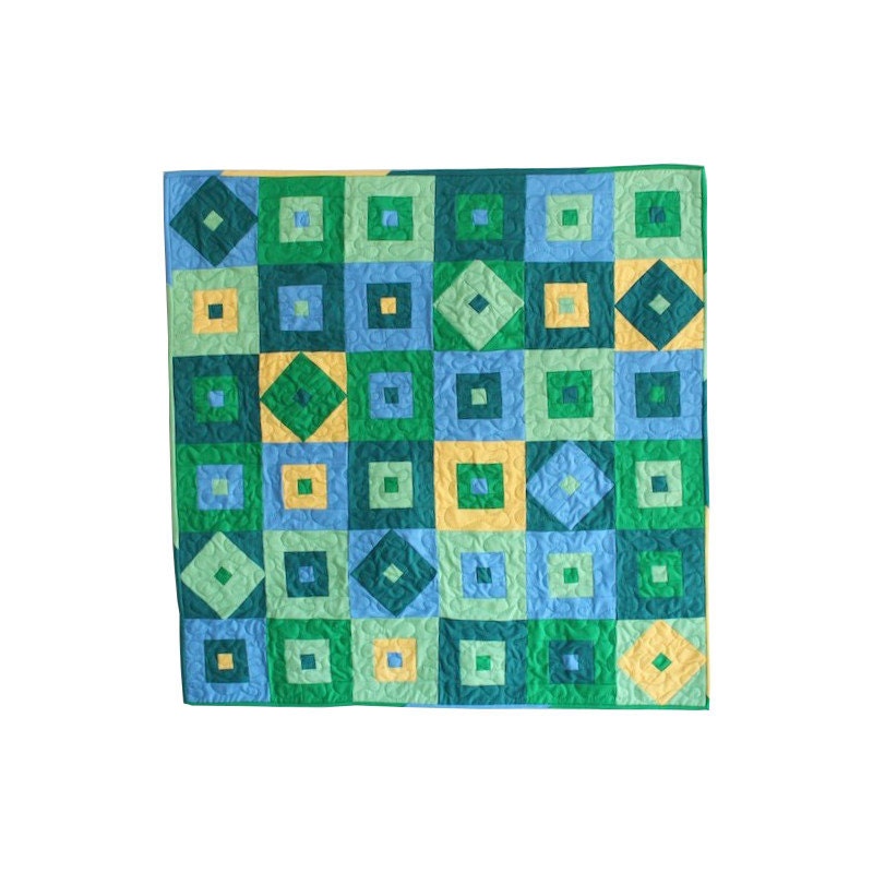 Modern Patchwork Baby Quilt or Wall Hanging - Tilt-A-Square