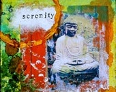 Serenity - 8"x8" Mixed Media Original, Zen Art, Buddha Art, Spiritual Art, Yoga Room Decor, Mediation Room Art